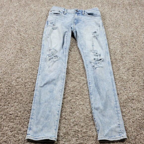 American Eagle Jeans Mens 30x32 Athletic Skinny Light Wash Distressed - Picture 1 of 8
